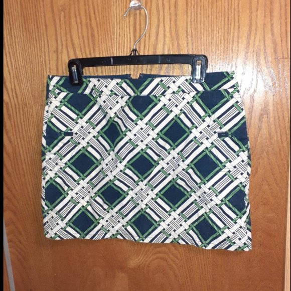 6 Vineyard Vines Blue Green basket Weave Mini Skirt